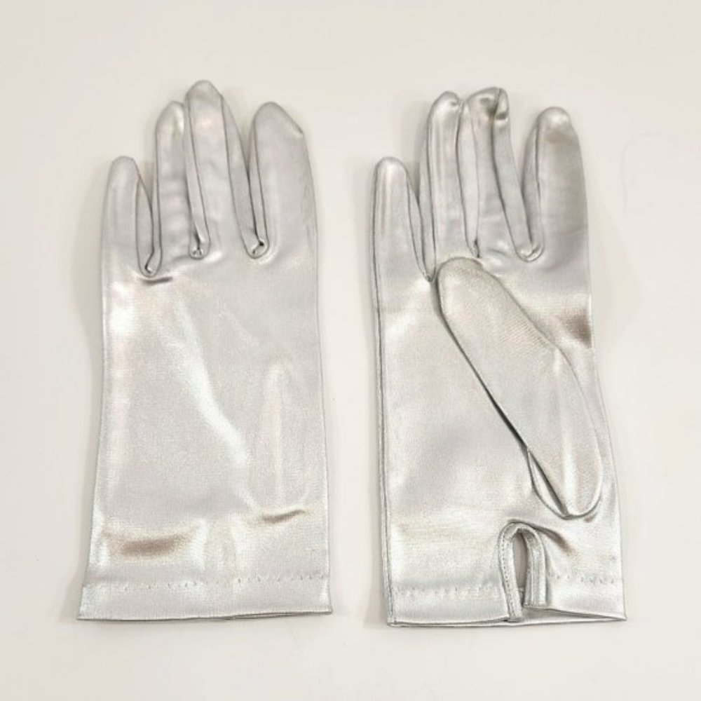 Vintage Silver Fabric  Driving Gloves XS